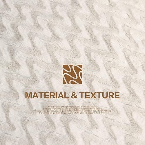 Hobestluk 3ft Bean Bag Chairs for Adults Large Beanbag Chair with Chevron Plush Fur Cover Big Bean Bag Chair for Living Room Bedroom Dorm Office - White (36” x 36” x 22”) thumbnail 9