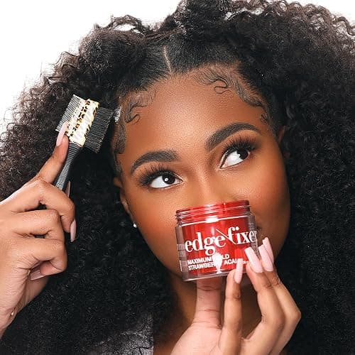 KISS COLORS & CARE Maximum Hold Edge Fixer, Non-Greasy Gel Formula Infused With Biotin B7, 24 Hour Hold, ‘Strawberry Acai’ Scented, 3.38 Fl. Oz. (100 ml) thumbnail 6