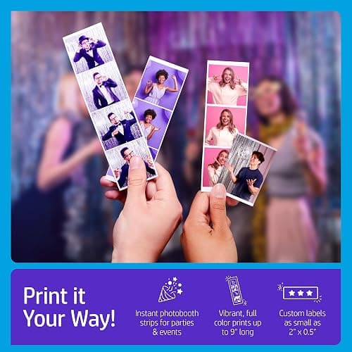 HP Sprocket Panorama Imprimante Photo et étiquettes Couleur Portable instantanée (Rose) Personnalisez Les Impressions 2" x 0,5" - 9" sur du Papier adhésif Zink - Créez des Bandes photobooth Amusantes thumbnail 4