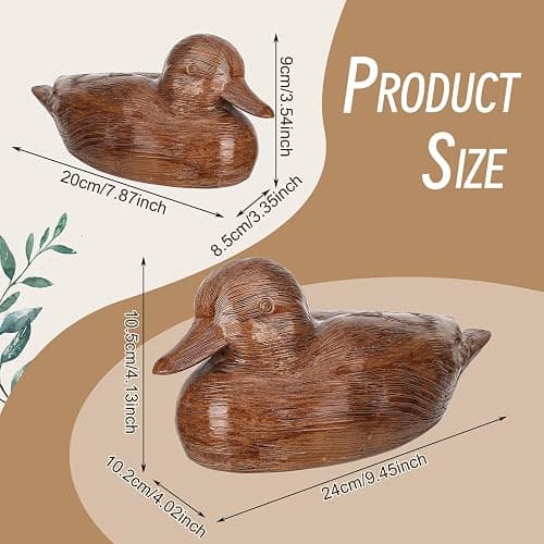 Soaoo 2 Packs Duck Home Decor Statues Rustic Vintage Resin Animal Figurines Countryside Farmhouse Decor for Desktop Living Room Nursery Shelf Indoor Decorative Accents thumbnail 3