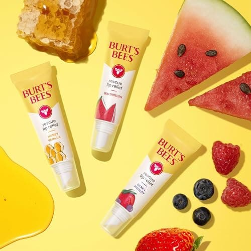 Burt's Bees Stocking Stuffers, Rescue Lip Relief, Honey Vanilla, Hydrating Lip Balm for Dry Cracked Lips, with Responsbily Sourced Beeswax and Shea Butter, 100% Natural Origin, 1 Squeezy Tube, 0.35oz thumbnail 10