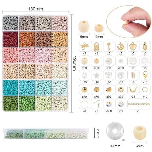 RUBY 3mm Perles pour Bracelet Morandi pour Perles de Rocaille, à Enfiler, Mini Perles Bracelet Kit de Perles en Bois, à Enfiler pour Noël, Kit de Fabrication de Bracelets, Fêtes, Vacances thumbnail 2