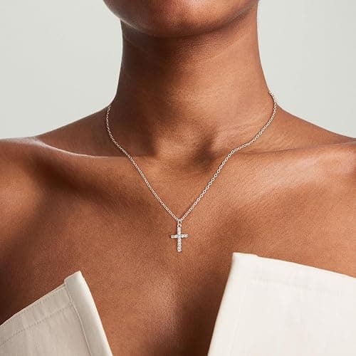 Tewiky Cross Necklace for Women-Dainty Simple 14k Gold Plated/sterling silver Plated Cross Pendant Cute Necklaces Jewelry for Women thumbnail 2