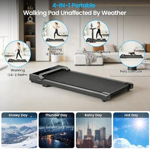 Walking Pad Treadmill for Home - Under Desk Walking and Running with Remote Control Portable Electric Machine Adjustable Slim Compact with 0.6-4.0MPH Modes Max up 265 Lbs for Home Office thumbnail 5