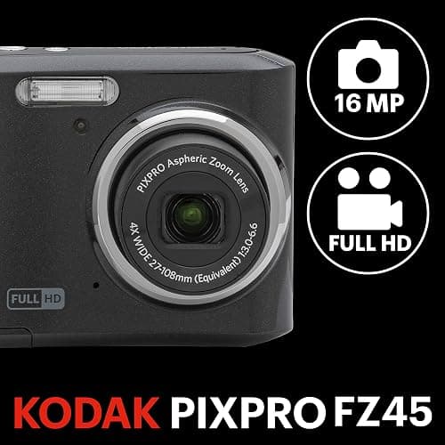 Kodak PIXPRO FZ45 Digital Camera, 16MP Point & Shoot with 4X Optical Zoom, 27mm Wide Angle, 2.7 Inch LCD, 1080p Video, Black thumbnail 2