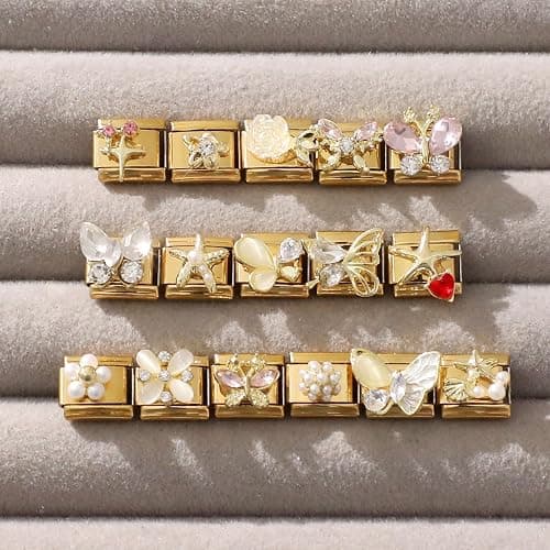 ITingstere Italian Charms Bracelet Sets with 1Pcs Starter Brascelet 9Pcs Charms 9mm Italian Modular Charm Bracelet DIY Module Jewelry Gifts thumbnail 5