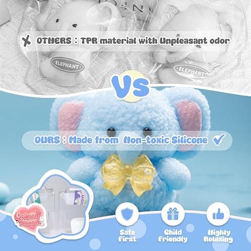 QCROAD SQUISHY Handmade Taba Blue Elephant Squishy - Original Silicone Squishy Toys for Kids & Adults, Stress Relief Squeeze Toy, Party Favors & Goodie Bag Stuffers thumbnail 4