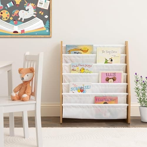 Humble Crew Kids Bookshelf, 6-Tier Front-Facing Book Display Organizer, Montessori Toddler Bookcase for Playroom, Bedroom & Reading Corner, White/Natural Wood | Humble Crew thumbnail 2