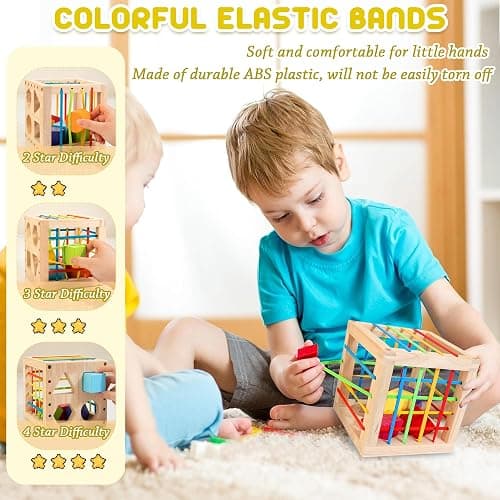 Winique Formsortier-Holzspielzeug ab 1 Jahr, Montessori sensorisches Spielzeug, Babyblöcke, Feinmotorik Sortierspiele für frühes Lernen, Geschenk für Kleinkinder Jungen Mädchen ab 12 Monate thumbnail 5