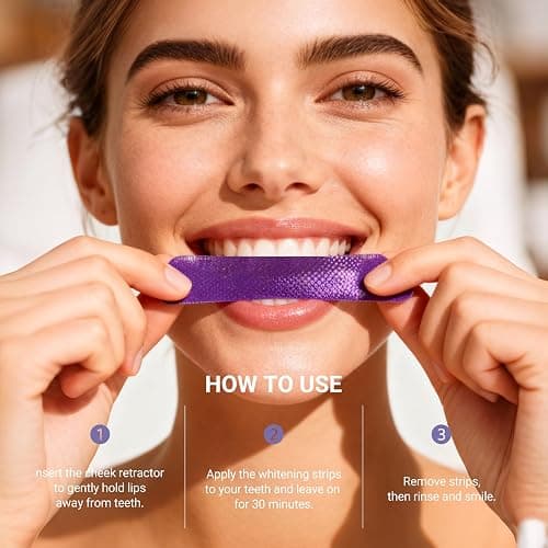 CEELIKE Teeth Whitening Strips (21 Treatments/42 Strips) - Peroxide-Free Whitening Kit with Hydroxyapatite, Enamel Safe + Cheek Retractor, Easy 3-Step at-Home Teeth Whitening for Deep Stain Removal thumbnail 2