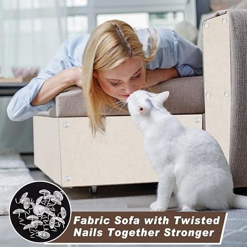 Cat Scratching Mat, 118" x 15.8" Self-Adhesive Trimmable Cat Scratching Carpet Mat with 20 Screws, DIY Cat Scratchers Furniture Protector for Indoor Cats, Couch, Wall and Cat Tree Shelves thumbnail 5