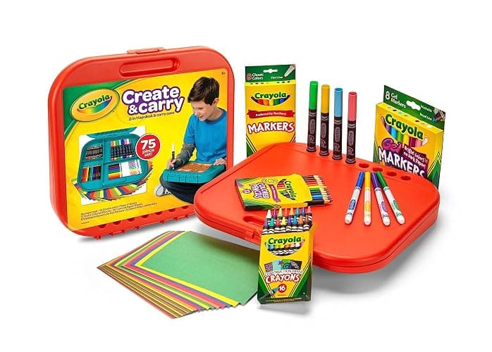 Crayola Create 'N Carry Art Set (75pcs), 2-in-1 Lap Desk & Carrying Case, Art Kit for Kids, Arts & Crafts Supplies, Easter Basket Stuffer & Gifts, 5+ thumbnail 2
