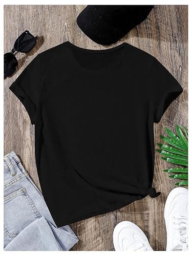 SOLY HUX Girl's Cute Cat Graphic Tees Letter Print Short Sleeve T Shirts Preppy Clothes Summer Tops thumbnail 2