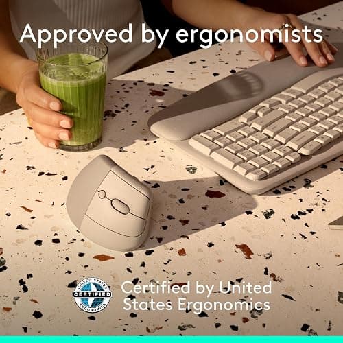 Logitech Lift Vertical Ergonomic Wireless Mouse - Sand | Connect via Bluetooth or included Logi Bolt USB-A receiver, quiet clicks, 4 of 6 buttons customizable, Windows Mac compatible thumbnail 11