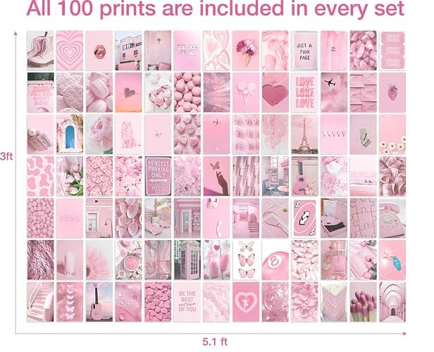 Y2K BOO Soft Rose Pink Aesthetic Wall Collage Kit – 100 Dreamy & Romantic Photos, 4"x6" Prints for Teen Girls Dorm Room Decor, Soft Rose Color Softscape Moments, Ideal Gift for Birthday & Graduation thumbnail 4