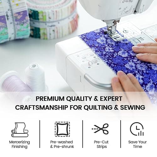 Craftido-18 Options-100% Cotton Jelly Roll Fabric Precut Strips for Quilting, Crafting, and Sewing, 40 Strips 2.5" x 44" Assorted Bundles for Rug, Quilt Project, DIY Craft and Home Decor-Royal Purple thumbnail 7