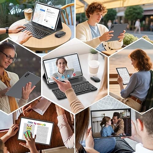 Suicoey Android 15 Tablet with Keyboard - 10 inch Tablet, 16GB+128GB, 1TB Expand, Octa-Core, 2.4G/5G WiFi, 8000mAh, BT V5.0, GMS, Widevine L1, Split-Screen, with Case, Mouse, Stylus(Black Case) thumbnail 8