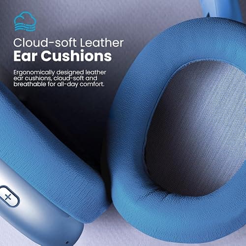 Wentronic Y01 Wireless Over Ear Headphones, Noise Canceling Bluetooth 5.3 Headphones with Microphones,Hi-Res Audio,48H Playtime,Foldable,Breathable Soft Earpads for iOS/Android/Samsung/PC-Blue thumbnail 3