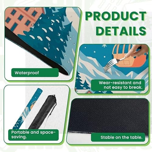 Mahjong Mat for Table Ski Resort red Gondola Lift Chalet Mountain Landscape 31.5"x31.5" Non-Slip Noise Reduction American Mahjong Table Cloth for Poker Card Dominoes Tile Games Gifts thumbnail 5