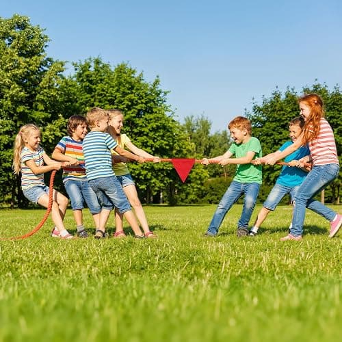 HOKINETY Tug of War Rope for Kids & Adults - 20ft Soft Cotton Outdoor Pulling Rope with Flag for Team Building Activities Field Day Family Reunions Birthday Parties Camping Games- Orange thumbnail 2