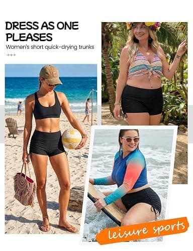 Buauty Women's Swim Shorts Board Shorts Bikini Bottoms High Waisted Boy Shorts Adjustable Side Tie Quick Dry thumbnail 2