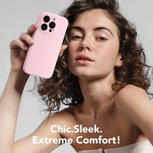SuydanBox Magnetic for iPhone 15 Pro Max Case, Compatible with MagSafe, [Full Camera Protection][Screen Protector] Silicone Shockproof Protective Phone Case for iPhone 15 Pro Max 6.7", Chalk Pink thumbnail 6