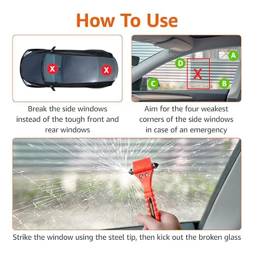 Amazon Basics Emergency Seat Belt Cutter and Window Hammer Tool, Car Accessories, 2 Pack thumbnail 3