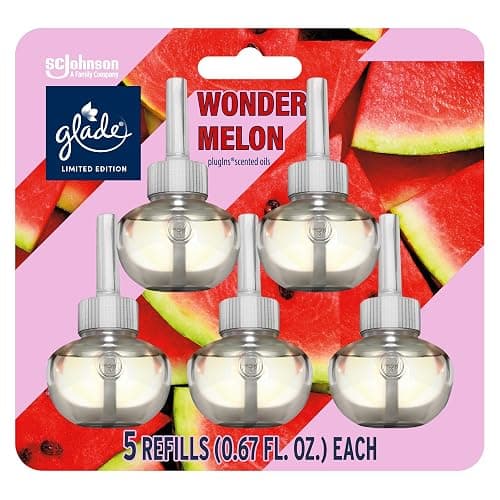 Glade PlugIns Refills Air Freshener, Wonder Melon, Scented and Essential Oils for Home and Bathroom, 0.67 Fl Oz, 5 Count - Image 1