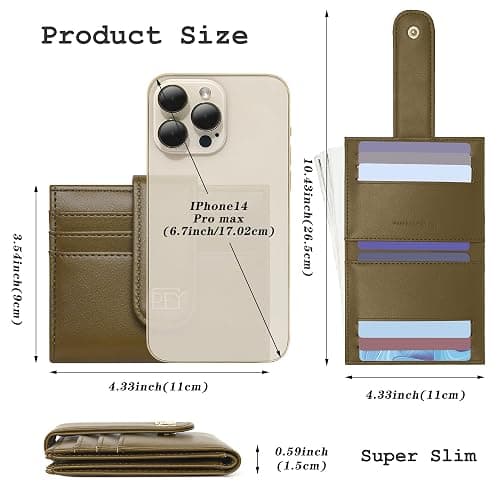 GEEAD Small Wallets for Women Slim Bifold Credit Card Holder Minimalist Zipper Coin Pocket (Army Green) thumbnail 2