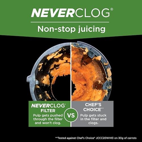 Ninja NeverClog Cold Press Juicer | Powerful Electric Slow Masticating Juicer with Pulp Control | XL Capacity | 24 oz. Juice Jug & 36 oz. Pulp Container | Dishwasher Safe | Gray | 150W | JC151​SL thumbnail 7
