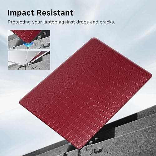 Funut Compatible with Crocodile MacBook Air 15 Inch Case 2025 2024 2023 M4 M3 M2 A3241 A3114 A2941, Elegant Luxury Crocodile Leather Plastic Hard Shell Case & Keyboard Cover, Red thumbnail 3