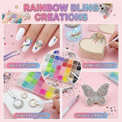hautllaif 32000pcs Nail Art Rhinestones,40 Colors Bedazzling Kit，3mm Resin Flatback Rhinestone Kit with Tweezers & Pickup Pen,Bedazzler Kit for DIY Crafts,Nail Gems thumbnail 4