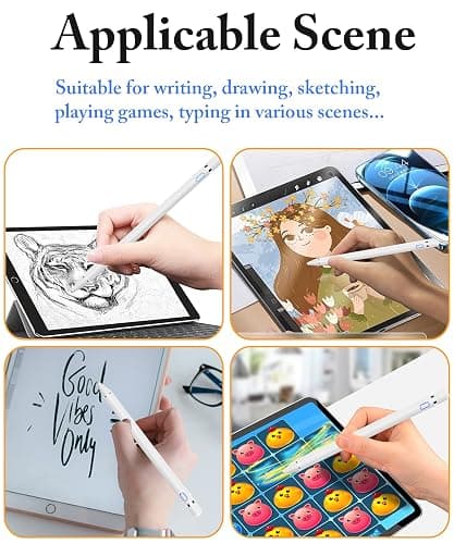 DOGAIN Active Digital Stylus Pen for Touchscreen, Stylus Pencil for Apple iPad mini/Pro/Air, Samsung, iPhone, Android and Most Phone & Tablet, 1.5mm Fine Point Rechargeable Pens - White thumbnail 6