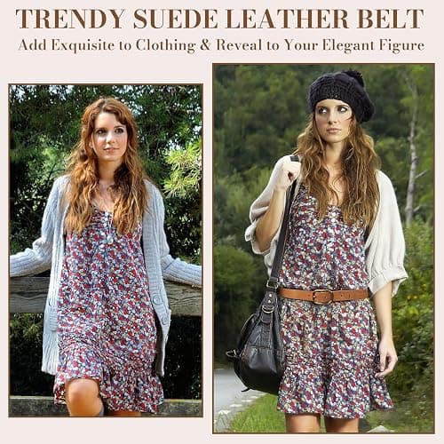 JIEDE Womens Belts Leopard Print Belt for Women Genuine Suede Leather Waist Belts for Jeans thumbnail 3
