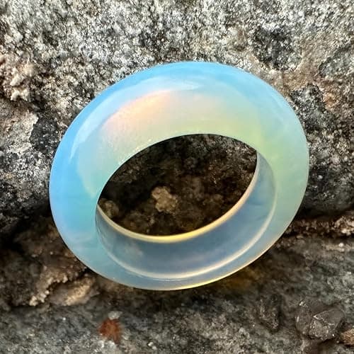 Natural Opal Ring - Energy Crystal Ring for Women and Men, Healing Stone Jewelry Gift thumbnail 2