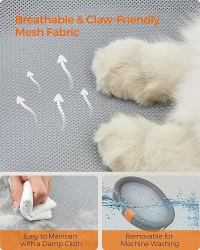 Feandrea Pet Bed, Cat Hammock, Elevated Cat Bed for Multiple Cats, with Removable Washable Mesh, for Pets up to 28 lb, Oval, Gray UPCB002G01 thumbnail 8