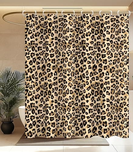 MAMUSE Shower Curtain for Bathroom - Cute Aesthetic Decorative Modern Girly Unique Girls Design Pretty Women Waterproof Fabric Cloth Cortinas de Baño Bathtub 72 x 72 Inch, Leopard Print - Image 1