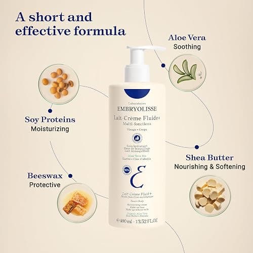 Embryolisse Lait-Crème Fluid+ Face & Body Cream, Multi-Use Lightweight Moisturizer with Shea Butter & Aloe Vera. Fast Absorbing, For All Skin Types thumbnail 5