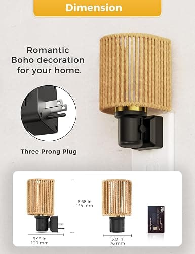 L LOHAS LED Night Lights Plug into Wall, Plug in Night Light, Bohemian Nightlight Dimmable with Light Sensor, 3000K, Boho Nightlights Farmhouse Decorative for Bedside Bedroom Bathroom Hallway, 1 Pack thumbnail 5