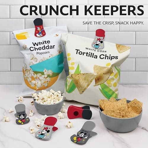Disney Magnetic Chip Clips – Set of 6 Bag Clips for Food Storage - Mickey, Minnie, Lilo & Stitch, Winnie The Pooh – Durable Airtight Bag Chip Clips for Pantry & Fridge Use thumbnail 3