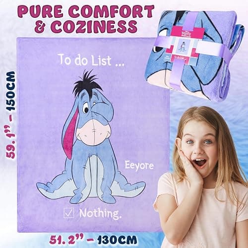 Disney Eeyore Throw Blanket Soft Fleece Blanket Bedroom Comforter 59 x 51” (Purple Eeyore) thumbnail 6