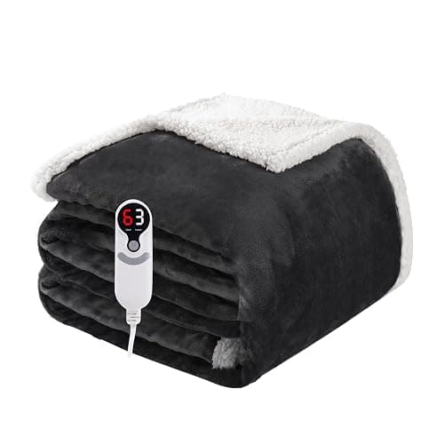 Electric Heated Blanket Full Size 72"x84", Soft Flannel with Overheat Protection, 6 Adjustable Heat Settings & 10-Hour Auto-Off Timer, Fast Heating for Winter Comfort, Dark Gray - Image 1