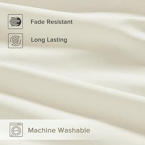 Comfort Spaces 100% Cotton Percale Sheets King Sheet Set 4 Pcs, Ivory | Crisp, Cool & Breathable Bed Sheets, 14" Deep Pocket Fits Up to 16" Mattress, Lightweight, All Season Cozy, with Pillow Case thumbnail 9