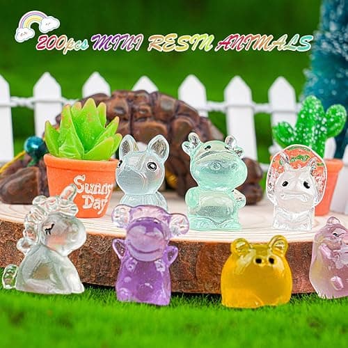 200pcs Multicolor Mini Resin Animals Luminous Tiny Ducks Figures for Micro Fairy Garden Accessories Micro Landscape Ornaments DIY Mini Garden Outdoor Decor Dinosaur Rabbit Flamingo Owls Ocean Animal thumbnail 6