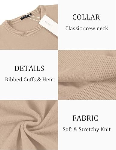 COOFANDY Men's Crew Neck Sweater Slim Fit Lightweight Sweatshirts Knitted Pullover for Casual Or Dressy Wear thumbnail 4