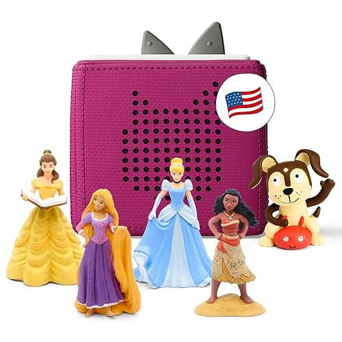 Toniebox Audio Player Starter Set with Cinderella, Belle, Moana, Tangled, and Playtime Puppy - Listen, Learn, and Play with One Huggable Little Box - Purple - Purple - Image 1