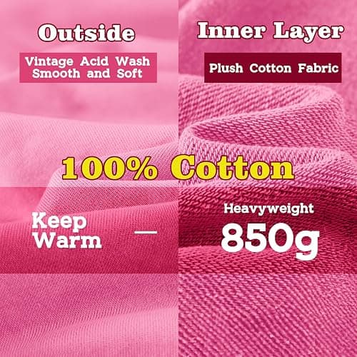 FAIABLE Mens Women Oversized Acid Wash Hoodie Unisex Cotton Heavyweight Sweatshirt Vintage Terry Sweatshirts Tops 2025 thumbnail 4