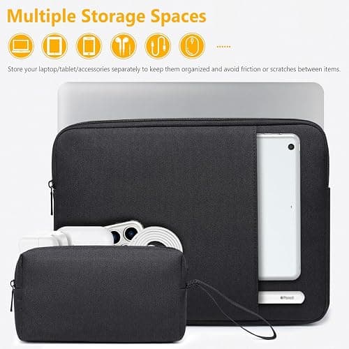 HYZUO 15-16 Inch Laptop Sleeve Bag Set for MacBook Pro 16 M4/M3/M2/M1 Pro/Max, 15" Surface Book, Notebook Case for 15" 15.6" HP Dell Lenovo ThinkBook Asus Acer Samsung Huawei, Black thumbnail 2