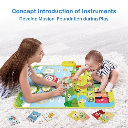 FOKI Piano Mats, 3-in-1 Animal Musical Play Mat with Piano & Drum for Montessori Sensory Early Educational Musical Learning Toys, Ideal Birthday Toy for Baby Girls, Boys, Toddlers, Ages 1-5 Years Old thumbnail 6