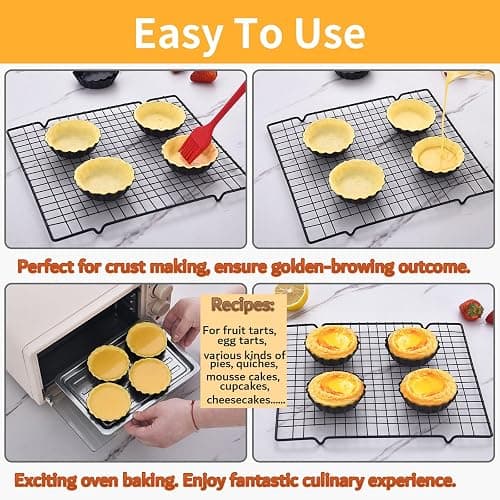 DATANYA 16 Pack Mini Tart Pans 4 Inch with Removable Bottom Round Nonstick Quiche Pan, Heavy Duty Fluted Side Tart Molds for Pies, Mousse Cakes, Dessert Baking thumbnail 5